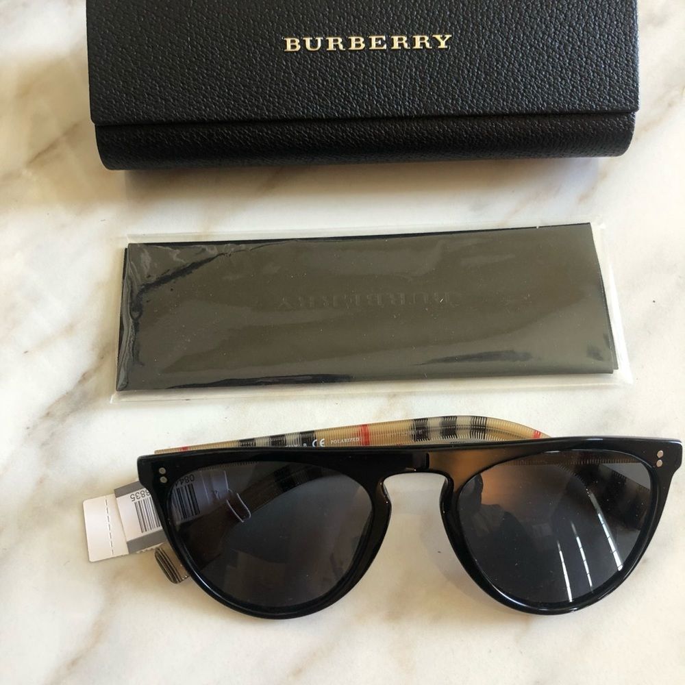 🔥NEW POLARIZED BURBERRY FLAT TOP SUNGLASSES - Picture 3 of 14